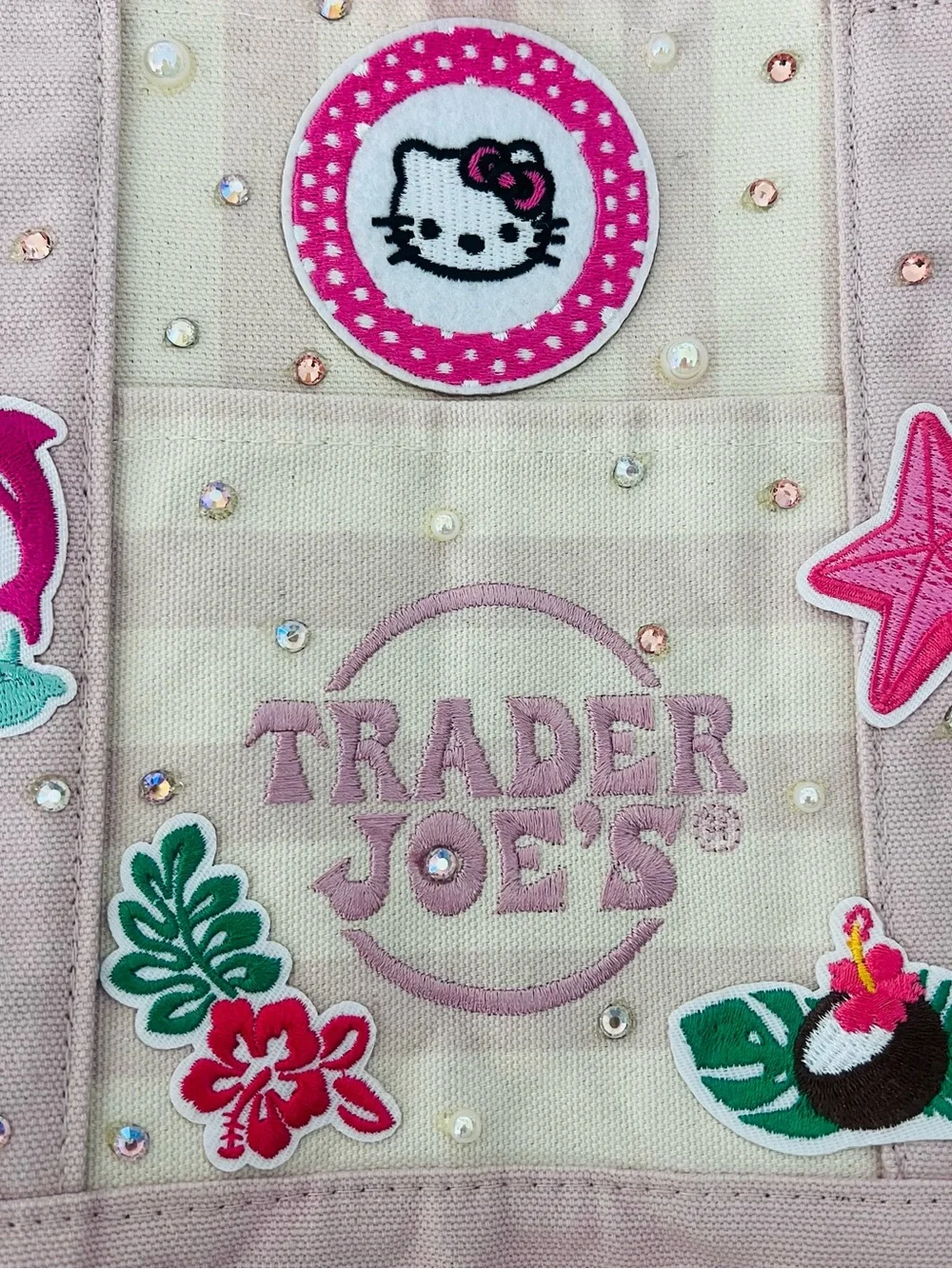 Hello Kitty Aloha Paradise Tote Bag Trader Joe’s Striped Mini Canvas Kawaii